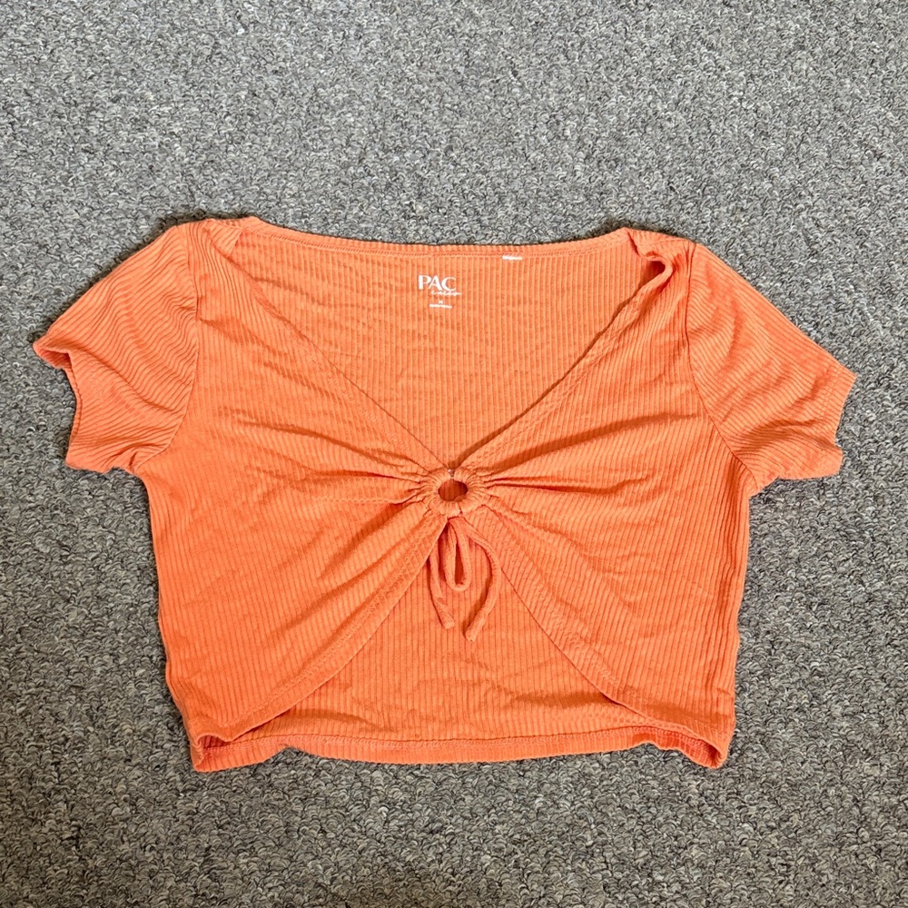 Women's pacsun Orange Knot-Front Top